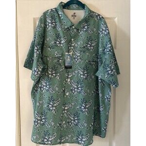 Izod Saltwater Performance Shirt Men’s 3XLT Green Blue Lightweight Vented NWT